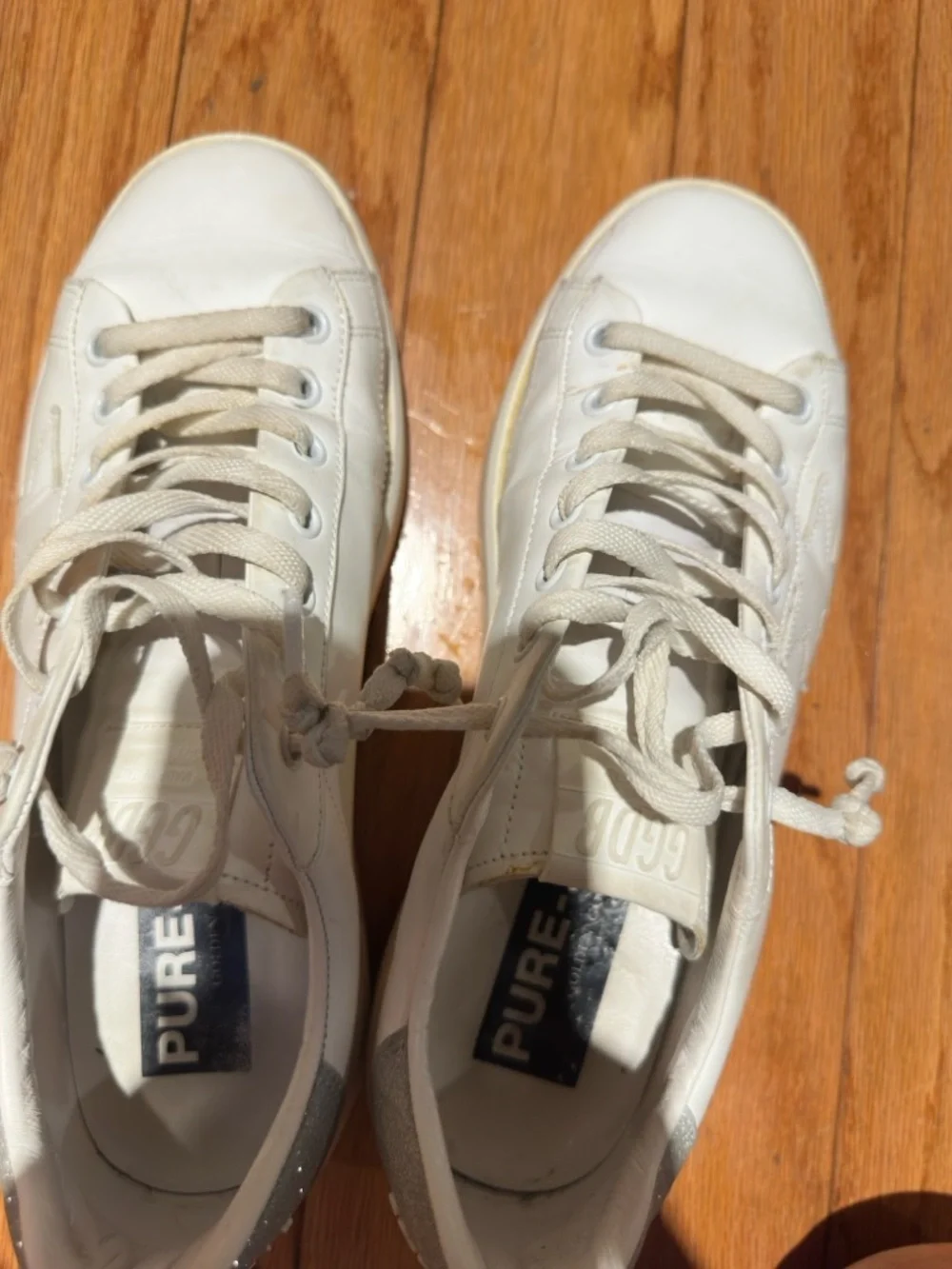 golden goose purestar glittery silver heel tab size 10 sneakers - Picture 11 of 12